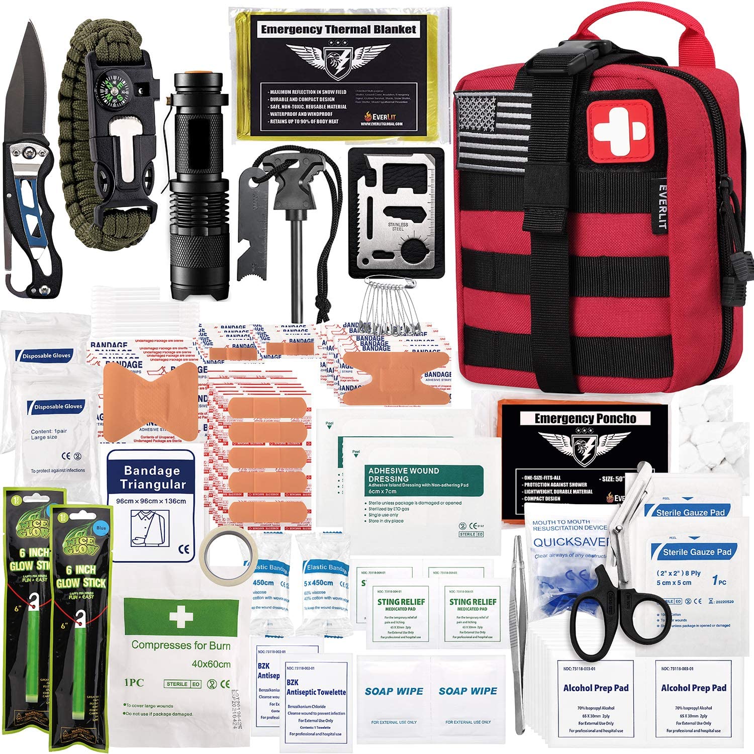265 PIECE EMERGENCY SURVIVAL GEAR PACK & 16 PIECE TACTICAL PACK ** MUST  HAVE **